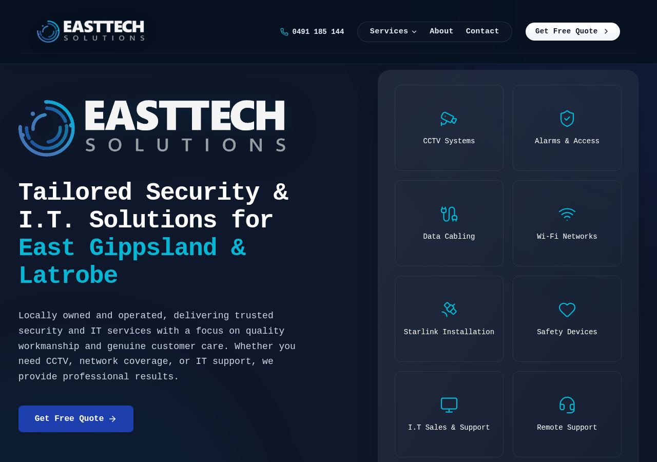 East Tech Solutions cctv / security services website designed by Bairnsdale Websites